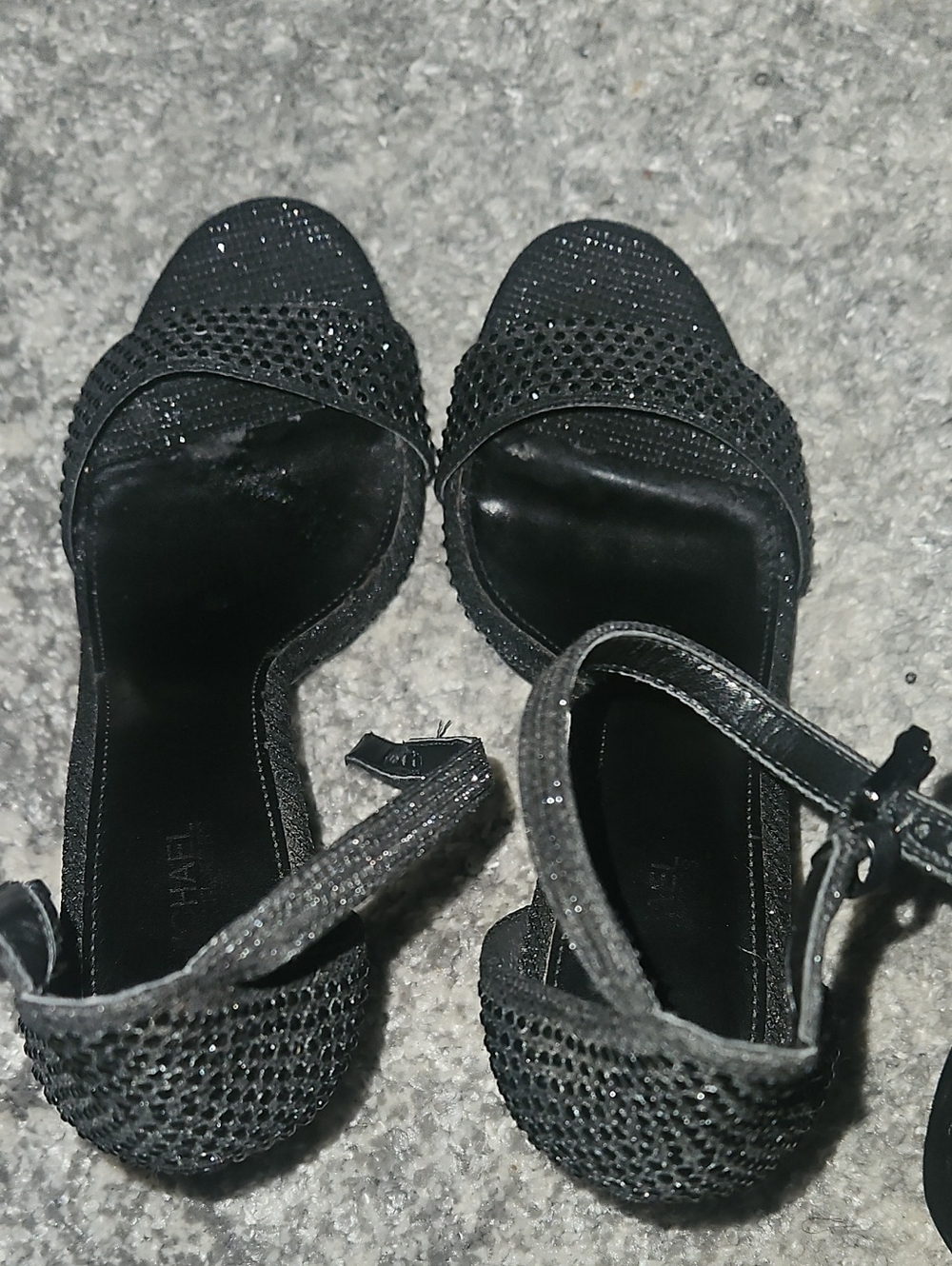 Michael Kors Black Rhinestone Open-Toe Ankle-Strap Heels